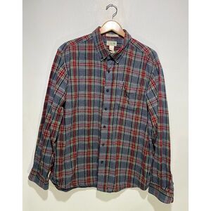 L.L. Bean Flannel button up shirt long sleeve traditional fit plaid gray men XLR